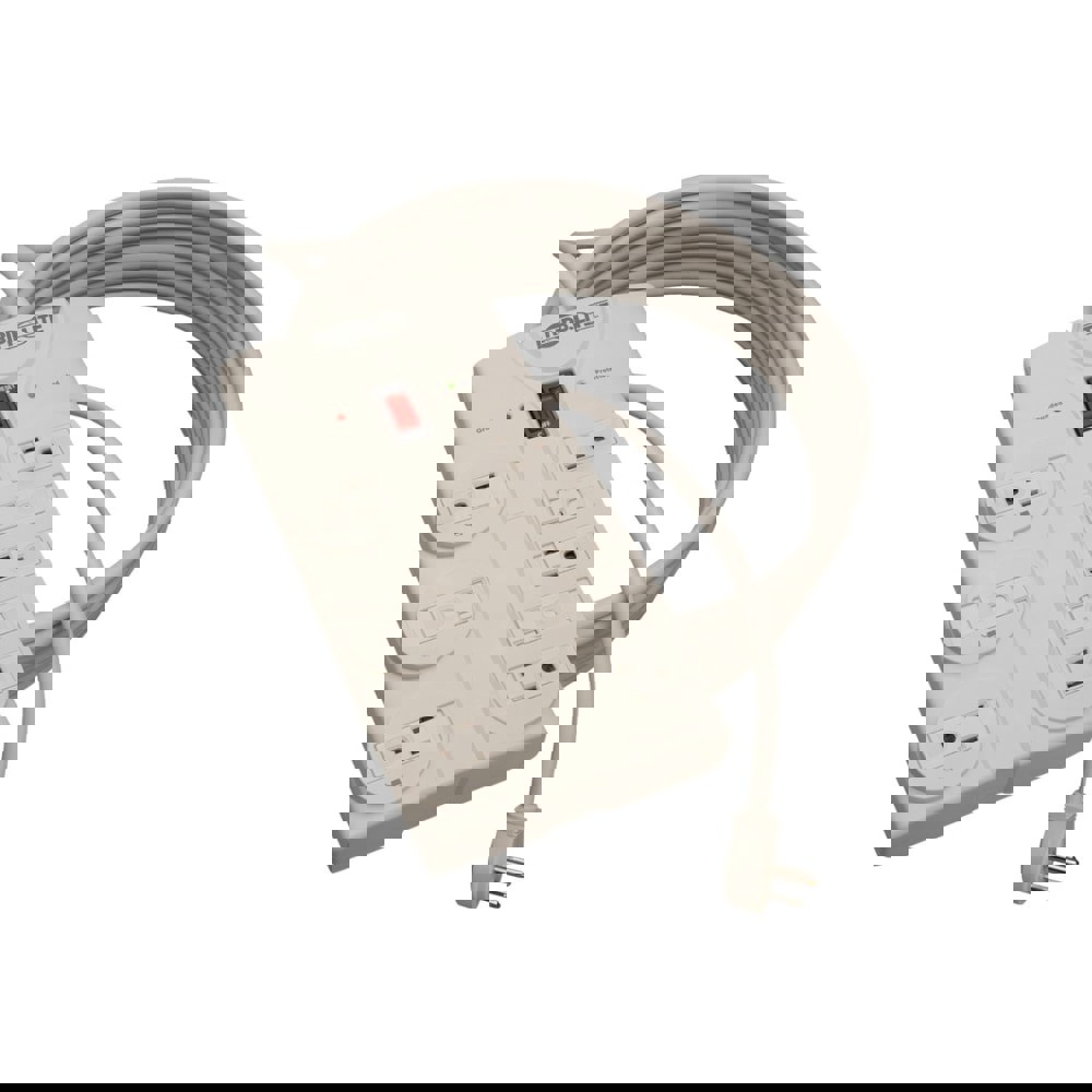 Protect It! Surge Protector, 8 AC Outlets, 25 ft Cord, 1,440 J, Light Gray